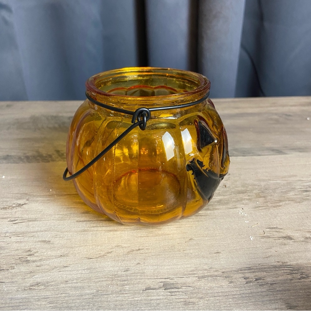Jack-o'-Lantern Pumpkin Glass Candle Holder Tea Light Halloween Home‎ Decoration - Picture 4 of 7